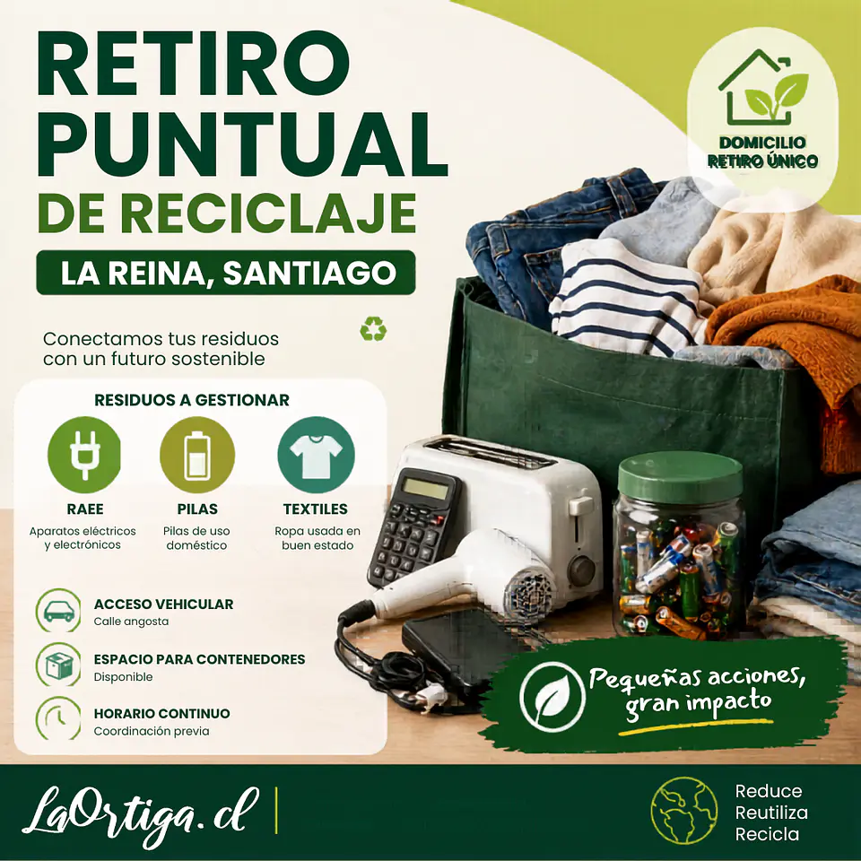 Retiro de RAEE, Pilas y Textiles en La Reina, Santiago 1