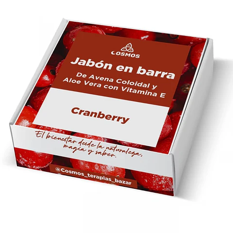 Cosmos | Jabon Barra Avena Colidal Aloe vera & vitamina E Cranberry 80 gramos