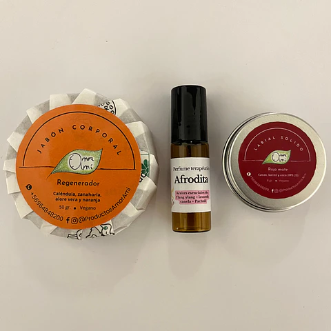 Amor amí Pack Aroma | Perfume Afrodita + labial rojo mate + jabón regenerador