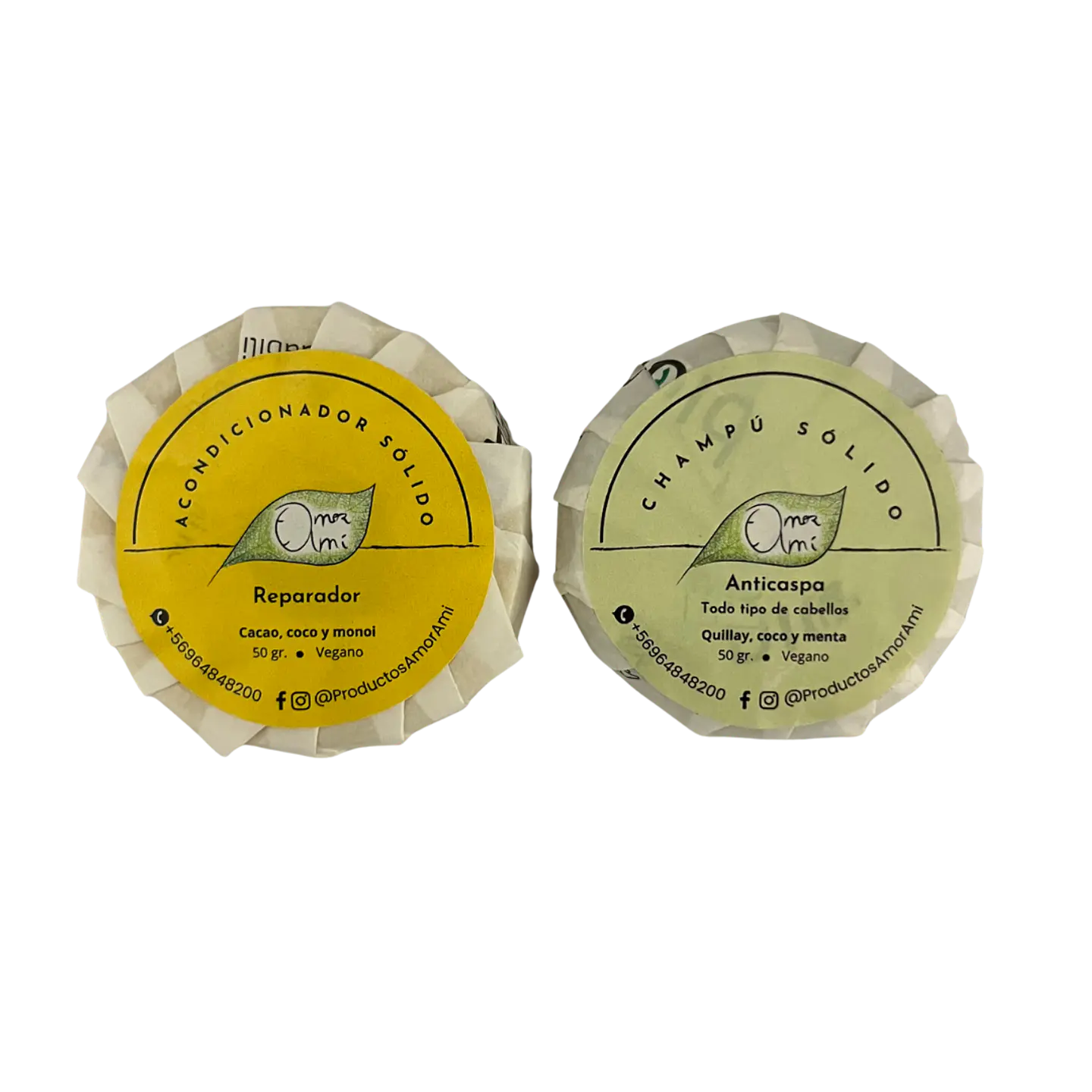 Amor Amí Pack Cabello:  1 Shampoo en barra + 1 Acondicionador en barra (variedades) 1