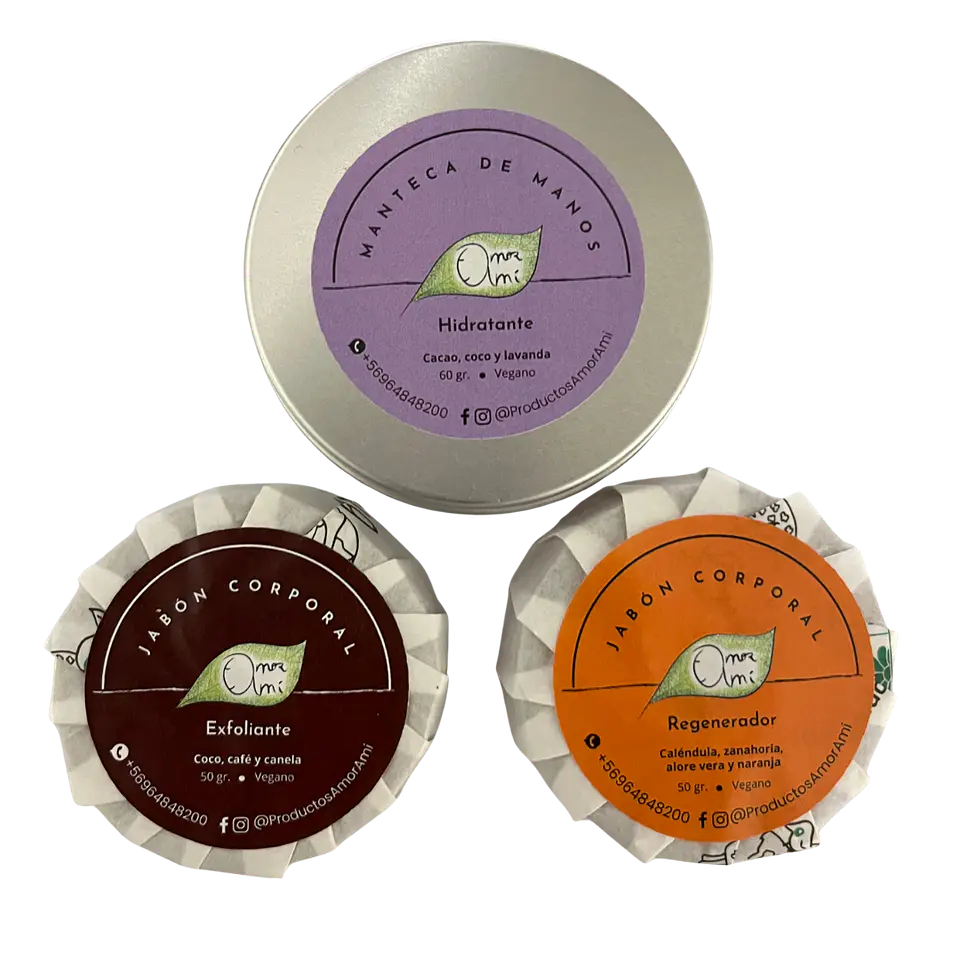 Amor Amí Pack Corporal | 2 jabones corporales + crema de manos 1