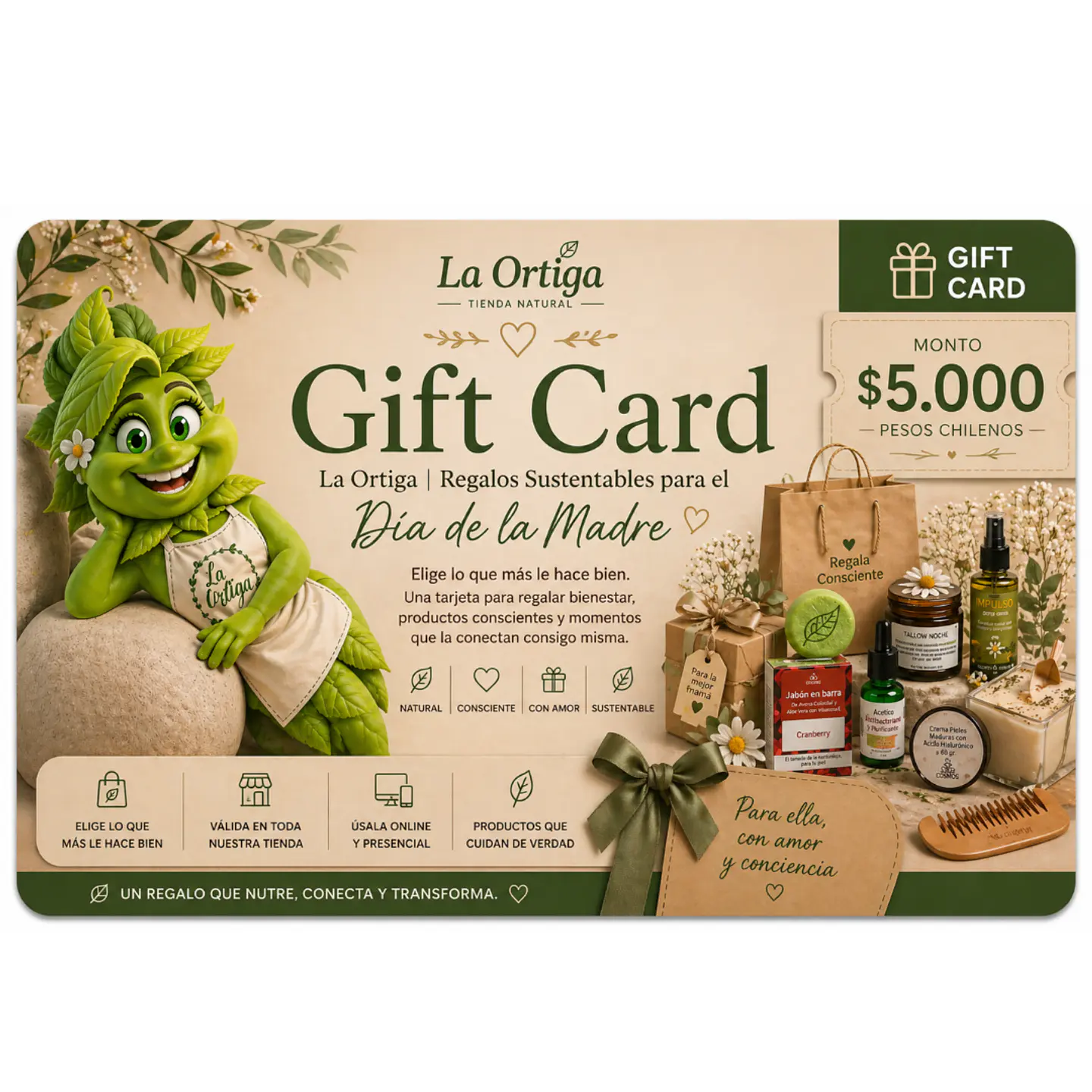 Gift Card La Ortiga | Regalos Sustentables para el Día de la Madre 5.000 $ CLP  1
