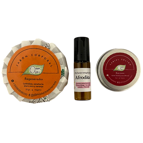 Amor amí Pack Aroma | Perfume Afrodita + labial rojo mate + jabón regenerador
