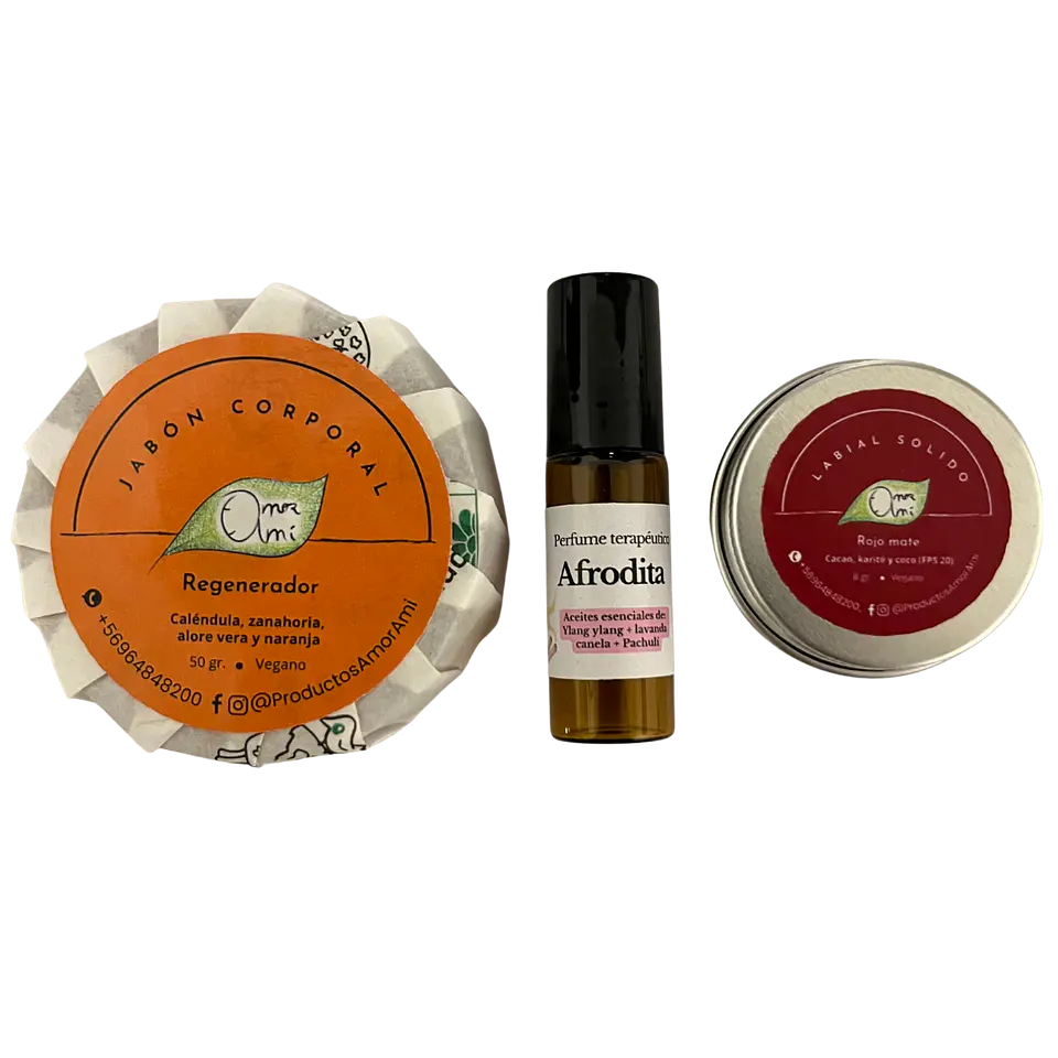 Amor amí Pack Aroma | Perfume Afrodita + labial rojo mate + jabón regenerador 1