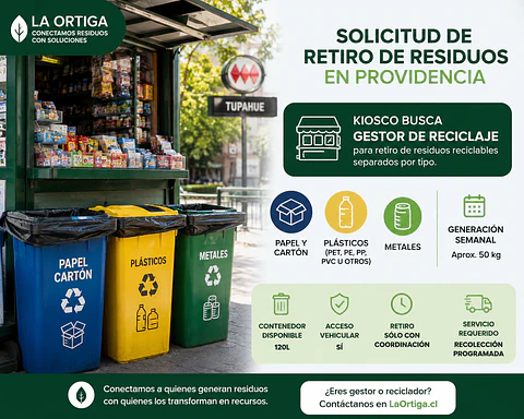 Solicitud de retiro de residuos reciclables en Providencia