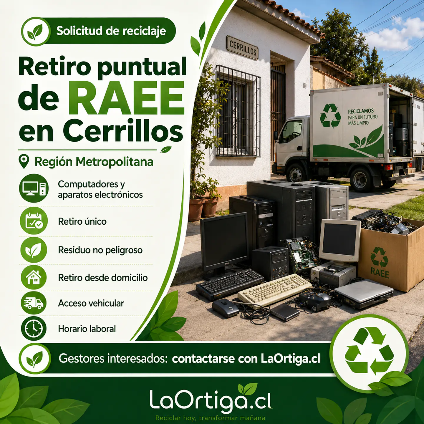 Retiro puntual de computadores y residuos electrónicos en Cerrillos 1