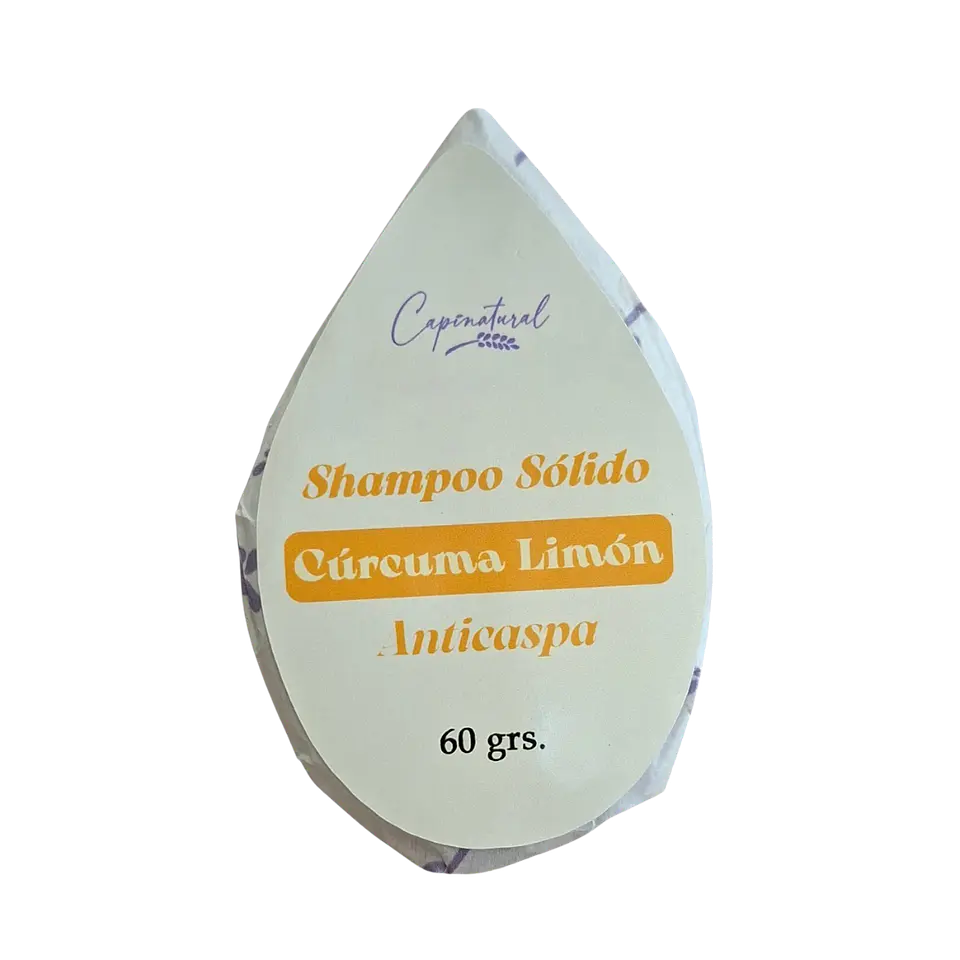 Champú sólido cúrcuma limón Capinatural para caspa y cuero cabelludo sensible 2