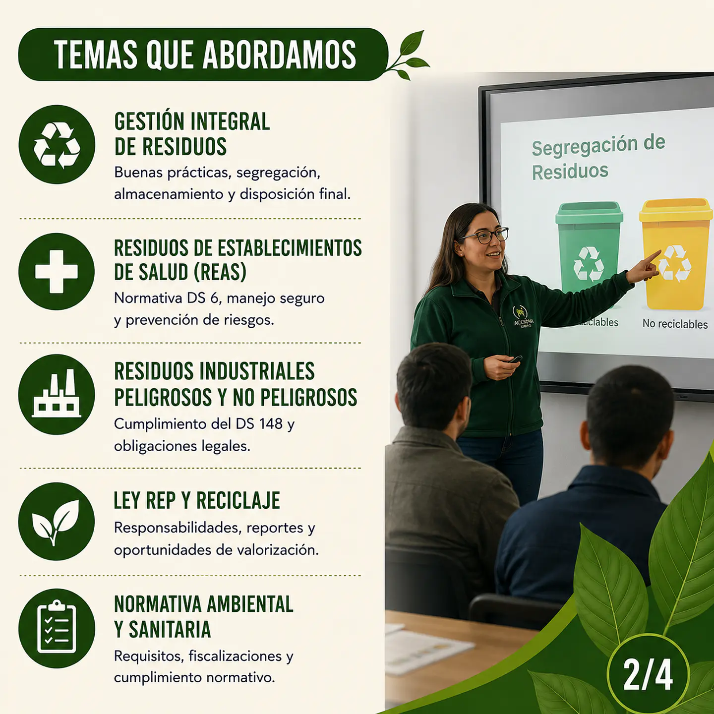 Capacitación y asistencia técnica en gestión ambiental y manejo de residuos 2