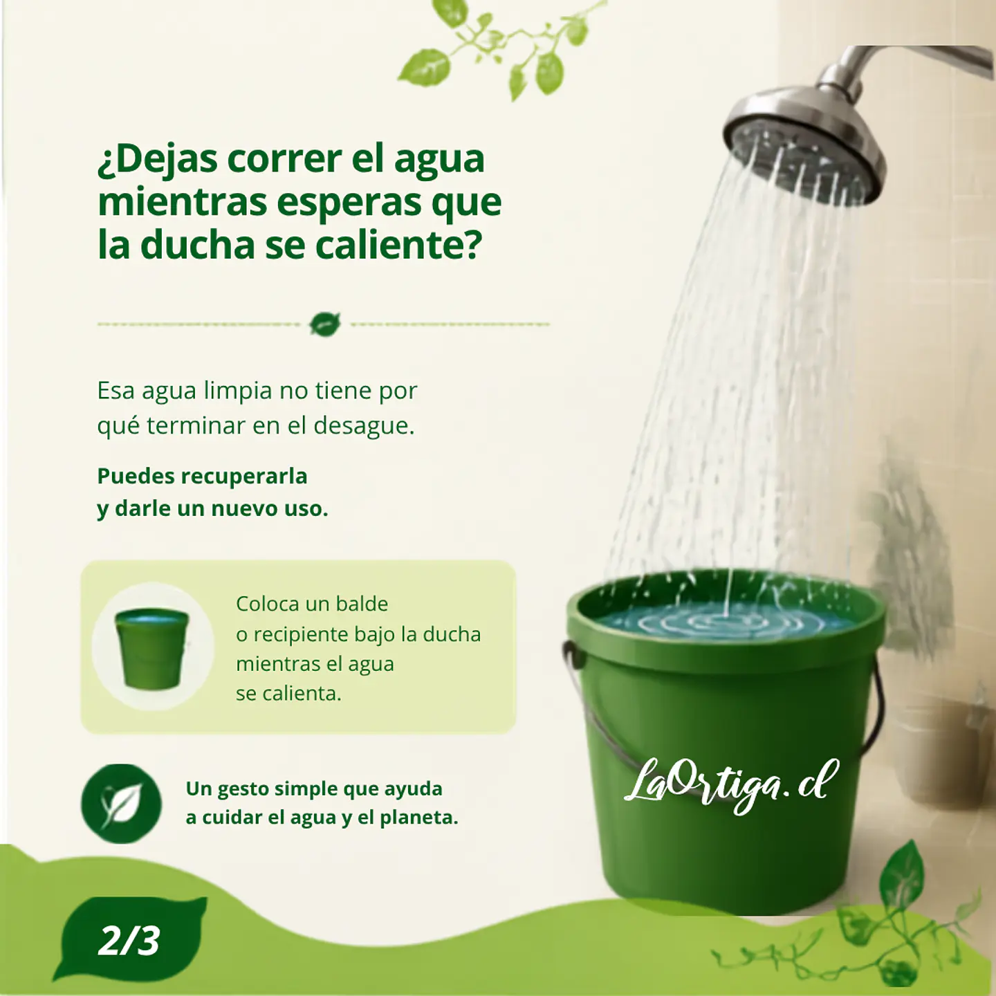 Tip sustentable: recupera el agua de la ducha mientras se calienta 2