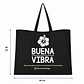 Bolsa reutilizable negra de crea 58 x 40 cm con asas y fuelle 10 cm – Buena Vibra Bags - Miniatura 1