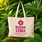 Bolsa reutilizable de crea 58 x 40 cm con asas y fuelle 10 cm – Buena Vibra Bags - Miniatura 2