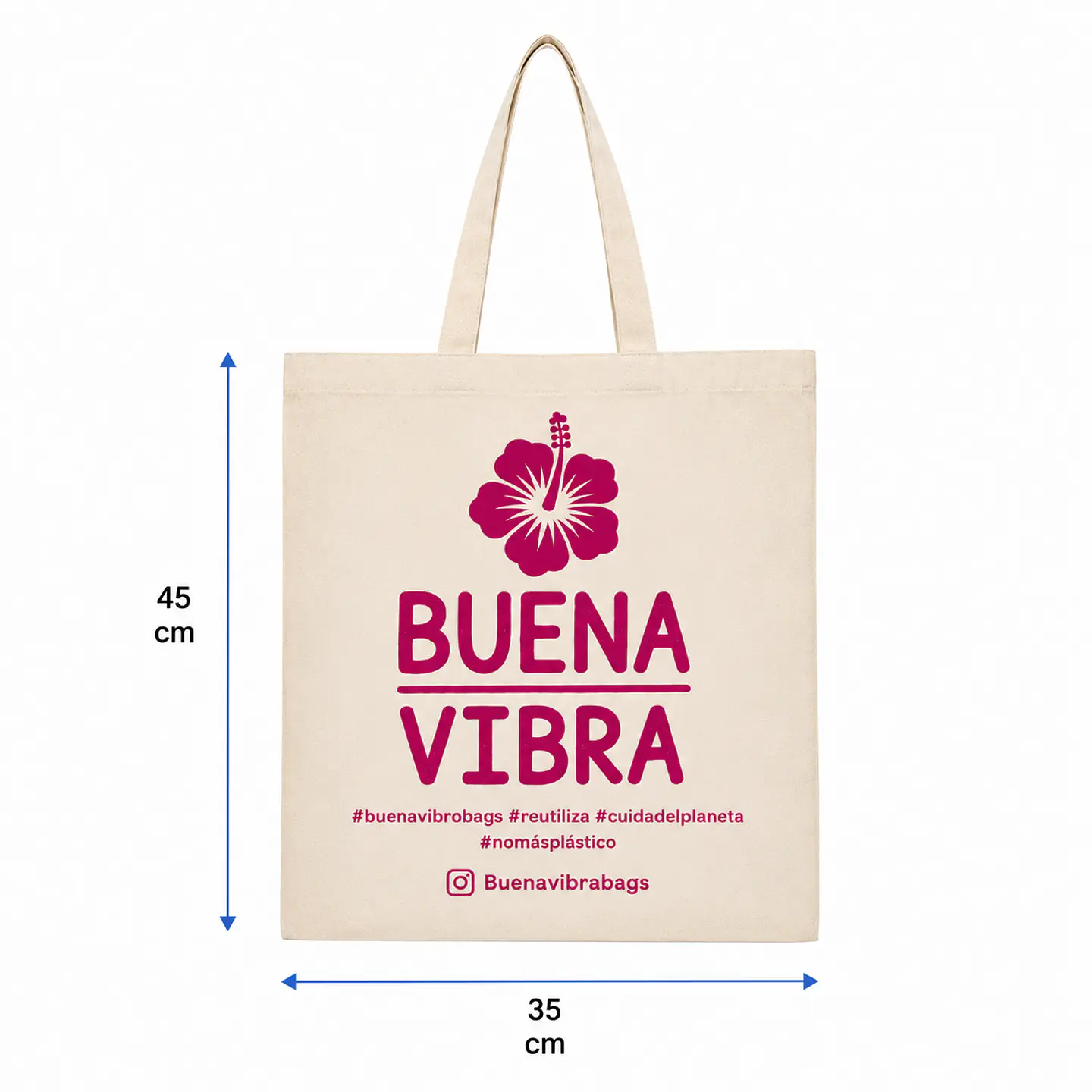 Bolsa reutilizable con asas 45 x 35 cm – Buena Vibra Bags 1