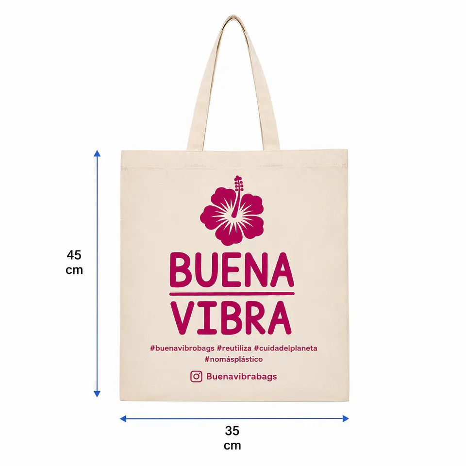 Bolsa reutilizable con asas 45 x 35 cm – Buena Vibra Bags 1