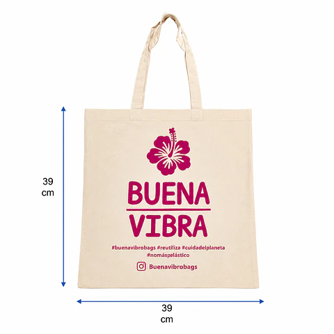 Bolsa reutilizable de crea con asas 40 x 40 cm – Buena Vibra Bags