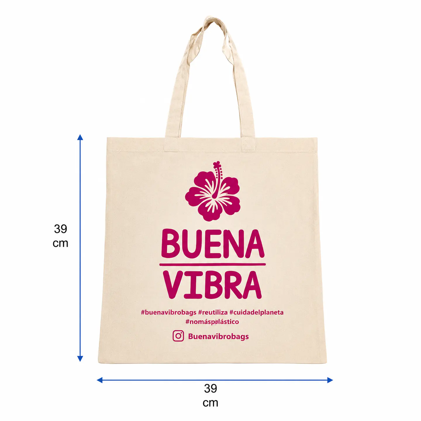 Bolsa reutilizable de crea con asas 40 x 40 cm – Buena Vibra Bags 1