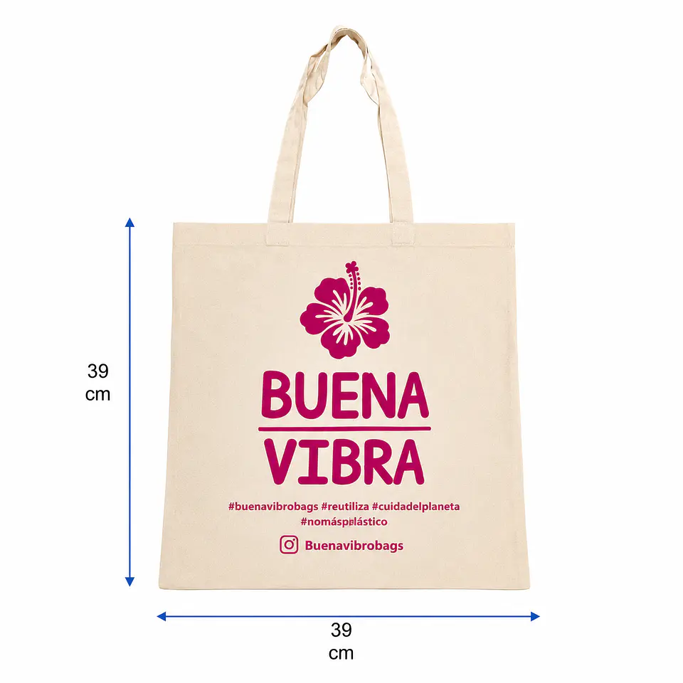 Bolsa reutilizable de crea con asas 40 x 40 cm – Buena Vibra Bags 1