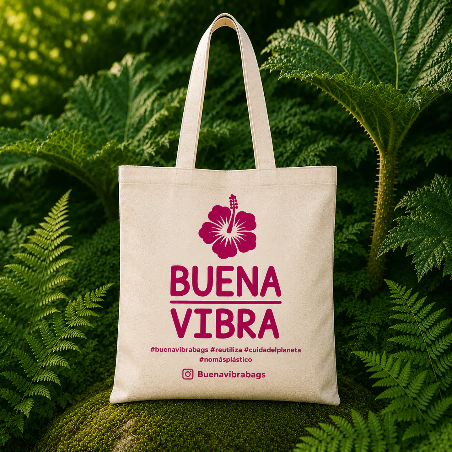 Bolsa reutilizable de crea con asas 40 x 40 cm – Buena Vibra Bags 2