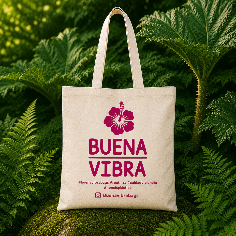 Bolsa reutilizable de crea con asas 40 x 40 cm – Buena Vibra Bags 2