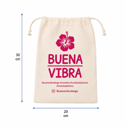  Saco reutilizable de algodón 30 x 20 cm – Buena Vibra Bags
