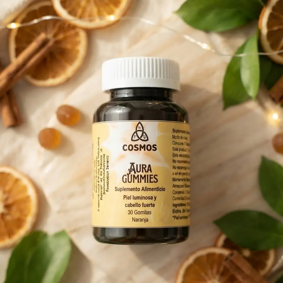 suplemento alimenticio | Aura Gummies | Gomitas con colágeno, biotina y vitamina C | Cosmos  1