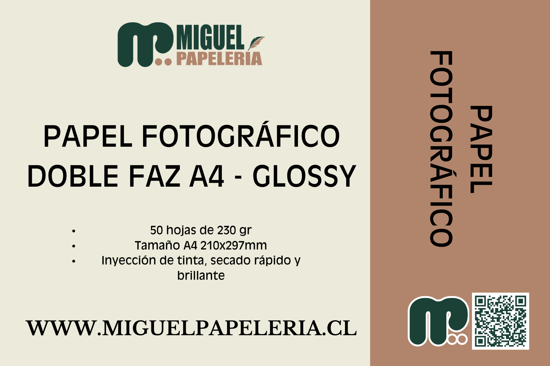 Papel Doble Faz Glossy Brillante A3 De 230gr/50 Hojas