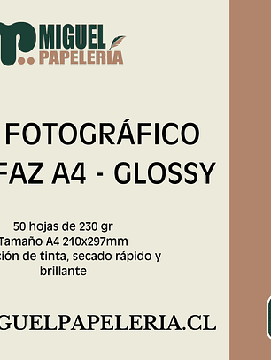 Papel fotográfico GLOSSY doble faz A4 - 230gr