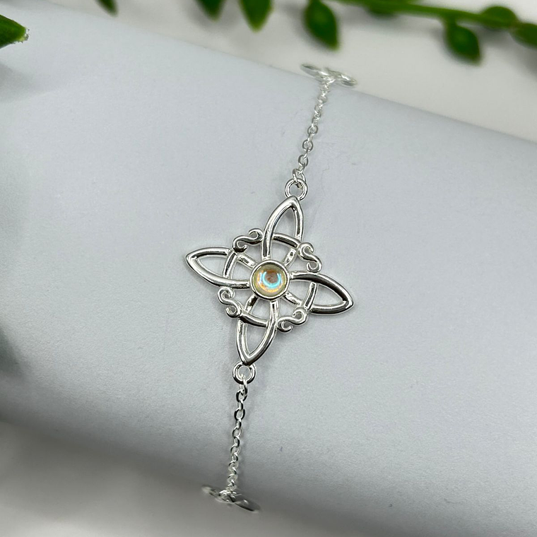 Pulsera nudo de brujas triqueta piedra luna 2