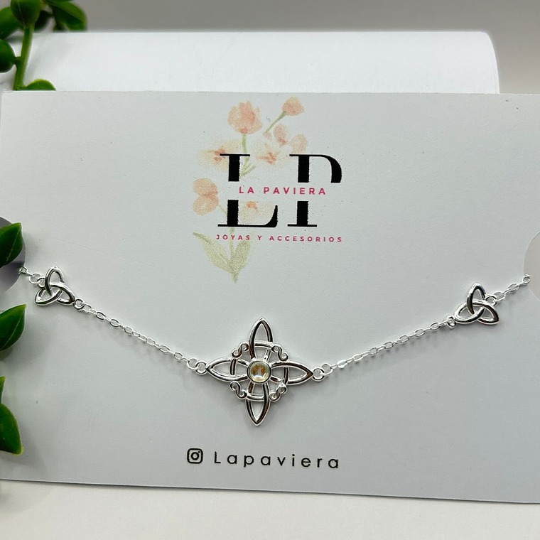 Pulsera nudo de brujas triqueta piedra luna 4