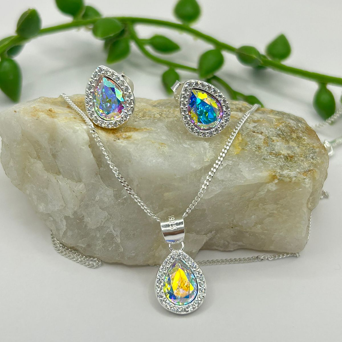 Conjunto Gota circones Cristal hecho con swarovski® tornasol 1