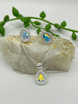 Conjunto Gota circones Cristal hecho con swarovski® tornasol