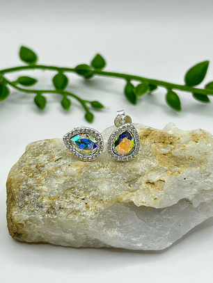 Conjunto Gota circones Cristal hecho con swarovski® tornasol