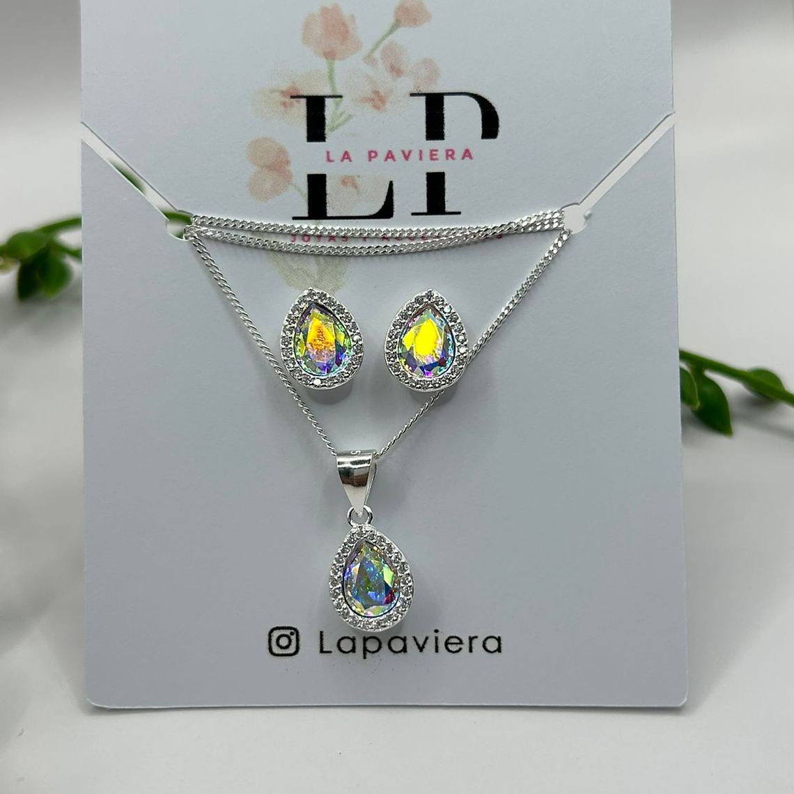 Conjunto Gota circones Cristal hecho con swarovski® tornasol 4