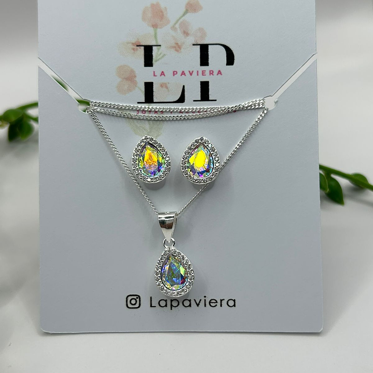 Conjunto Gota circones Cristal hecho con swarovski® tornasol 4