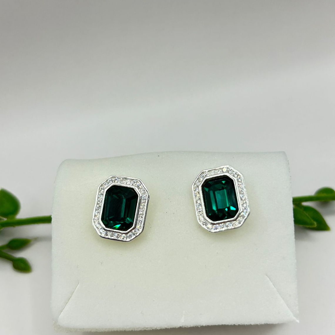 Conjunto rectangular Cristal hecho con Swarovski® Verde 3