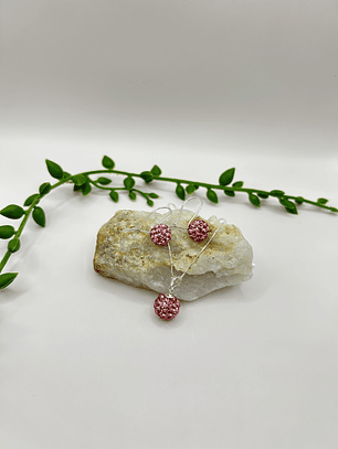 Conjunto Esferas cristales rosados 