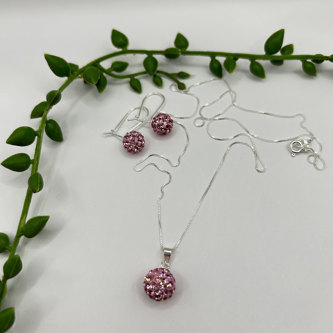 Conjunto Esferas cristales rosados  2