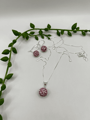Conjunto Esferas cristales rosados 