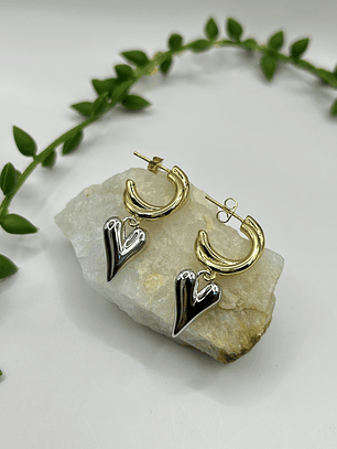 Argolla corazón bicolor