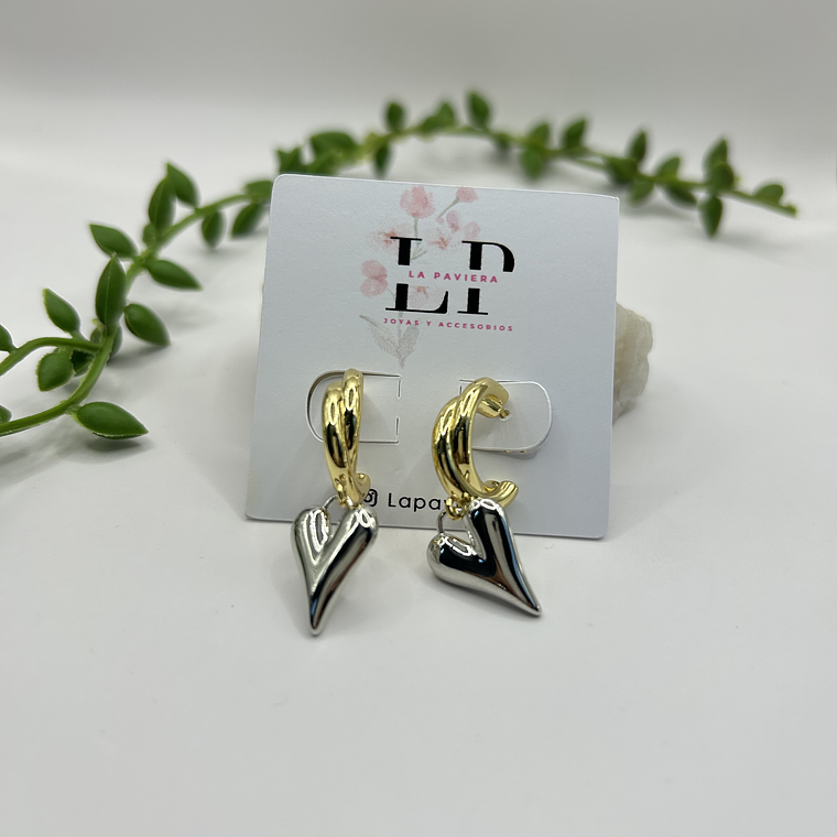 Argolla corazón bicolor 3