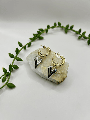 Argolla corazón bicolor