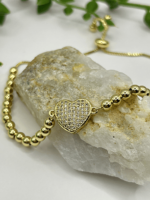 Pulsera corazón brillante 