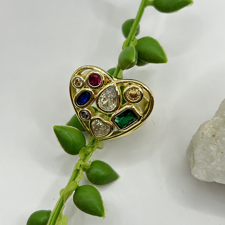 Anillo Corazón Multicolor  3