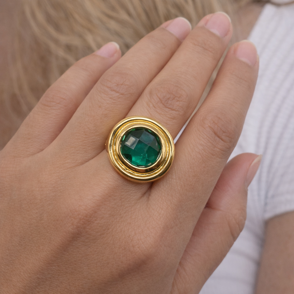 Anillo Esmeralda Dorada  4