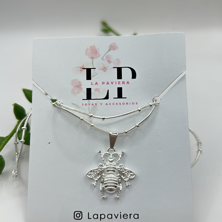Collar Bee Plateado 3
