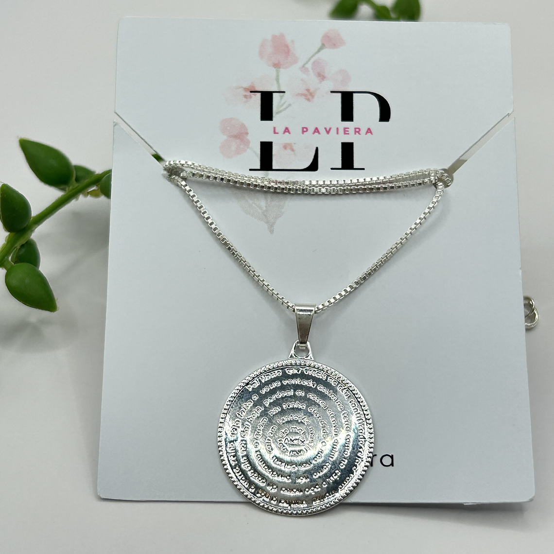 Collar Padre Nuestro Plateado  3