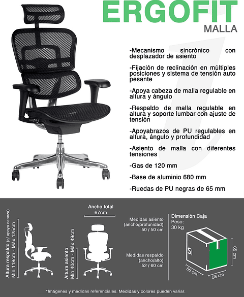 Silla de oficina Ergo Fit Malla