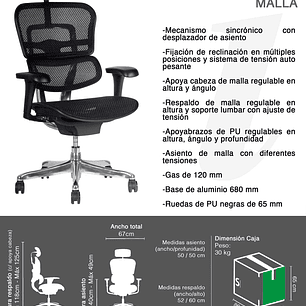 Silla de oficina Ergo Fit Malla