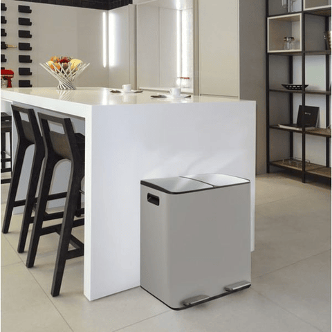 Basurero 30L Doble Acero Inoxidable