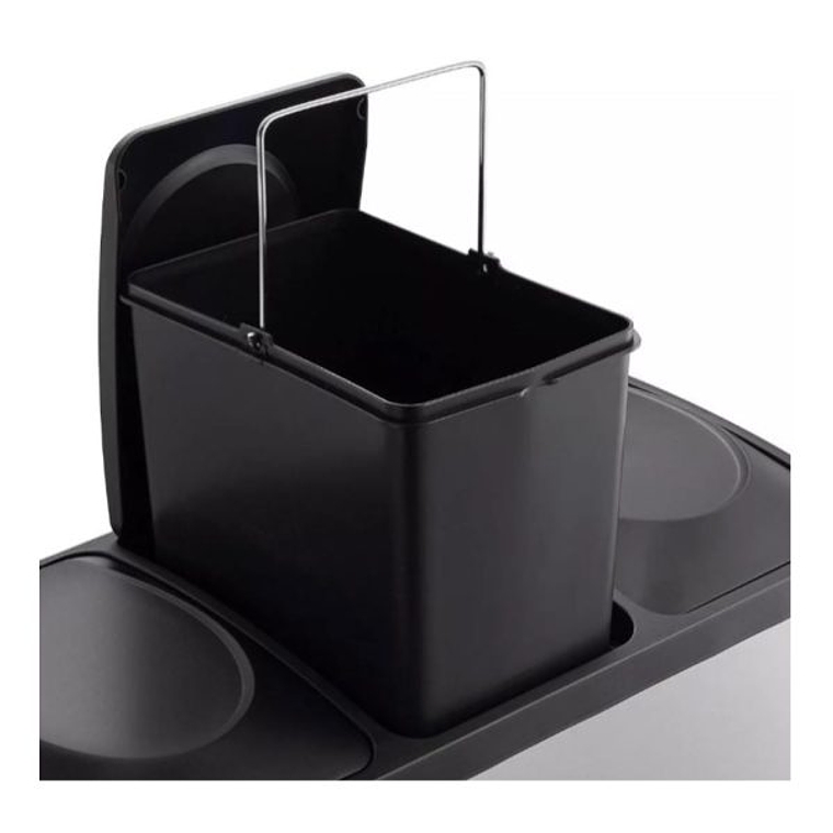 Basurero 24L Metalico Triple Acero Inoxidable 4
