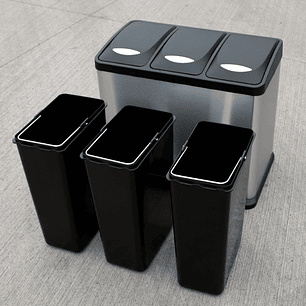 Basurero 24L Metalico Triple Acero Inoxidable
